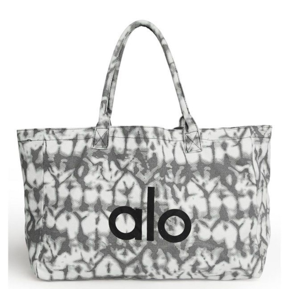 ALO Yoga Gray Tie-Dye Canvas Cotton Large Tote Bag, NWT